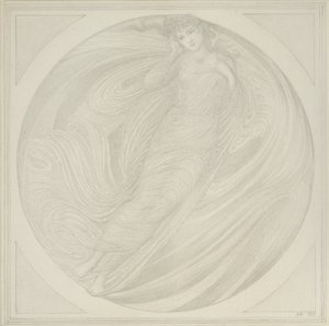 炎の中に浮かぶエウリュディケ、1872年から75年（紙に黒鉛） 作： Edward Burne Jones